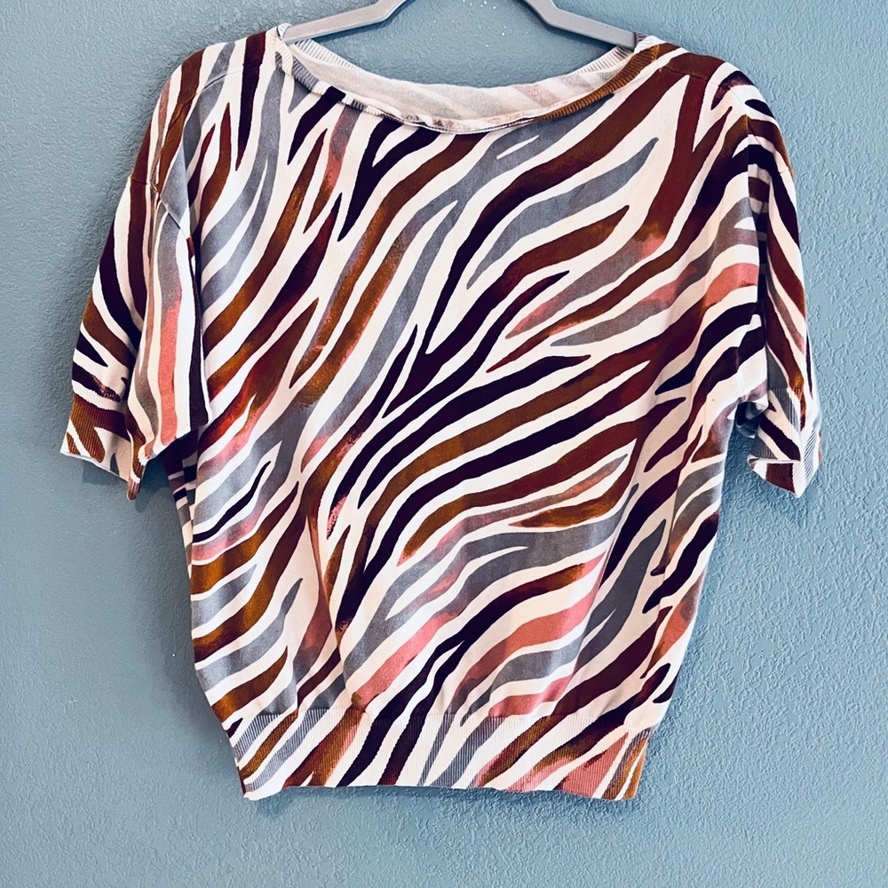 Ann Taylor Multicolor Zebra Print Top